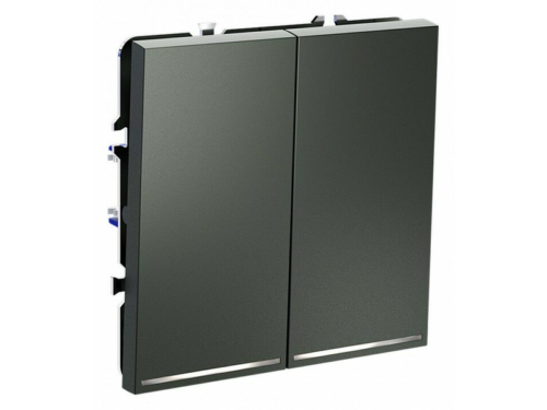 Выключатель проходной двухклавишный с подсветкой без рамки Voltum S70 VLS020406